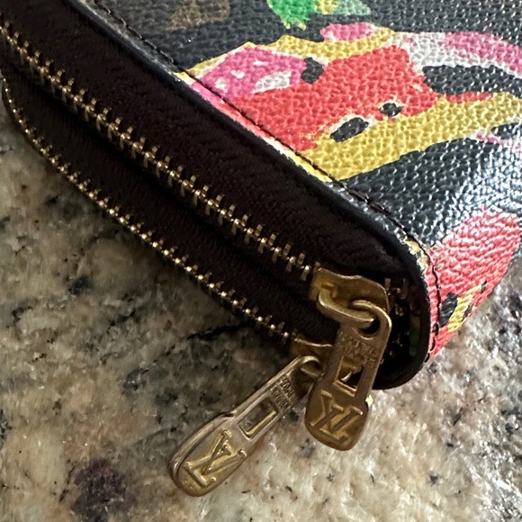 Louis Vuitton Brown Monogram Zip Wallet with Multicolor Floral Detail - Picture 2 of 5